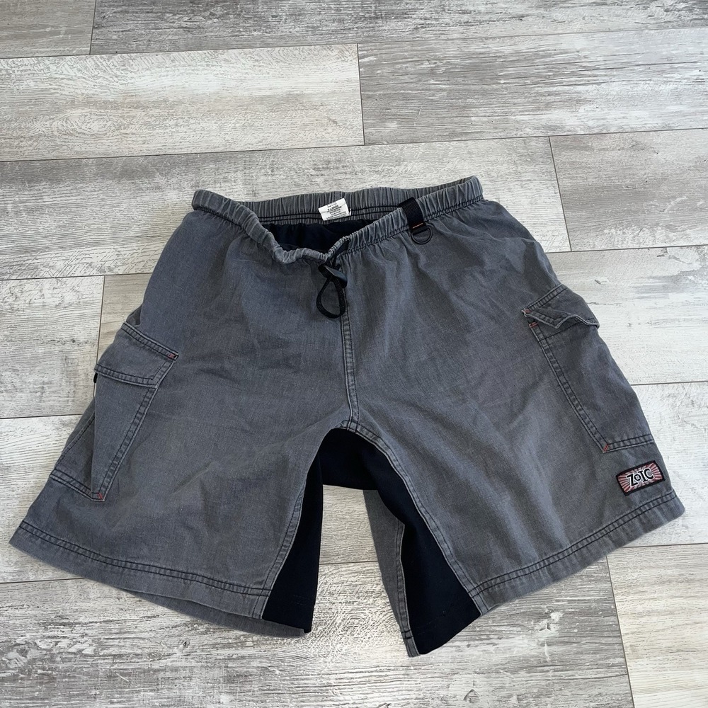 ZOIC Padded Cycling Shorts Mens Mountain MTB Cargo Pockets Gray Sz XL USA Made